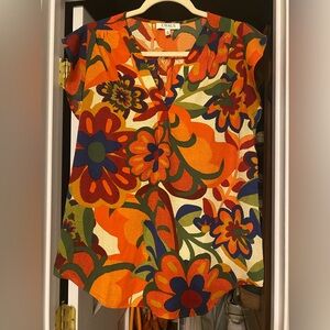 Chaus Vibrant Multicolor Floral Blouse
